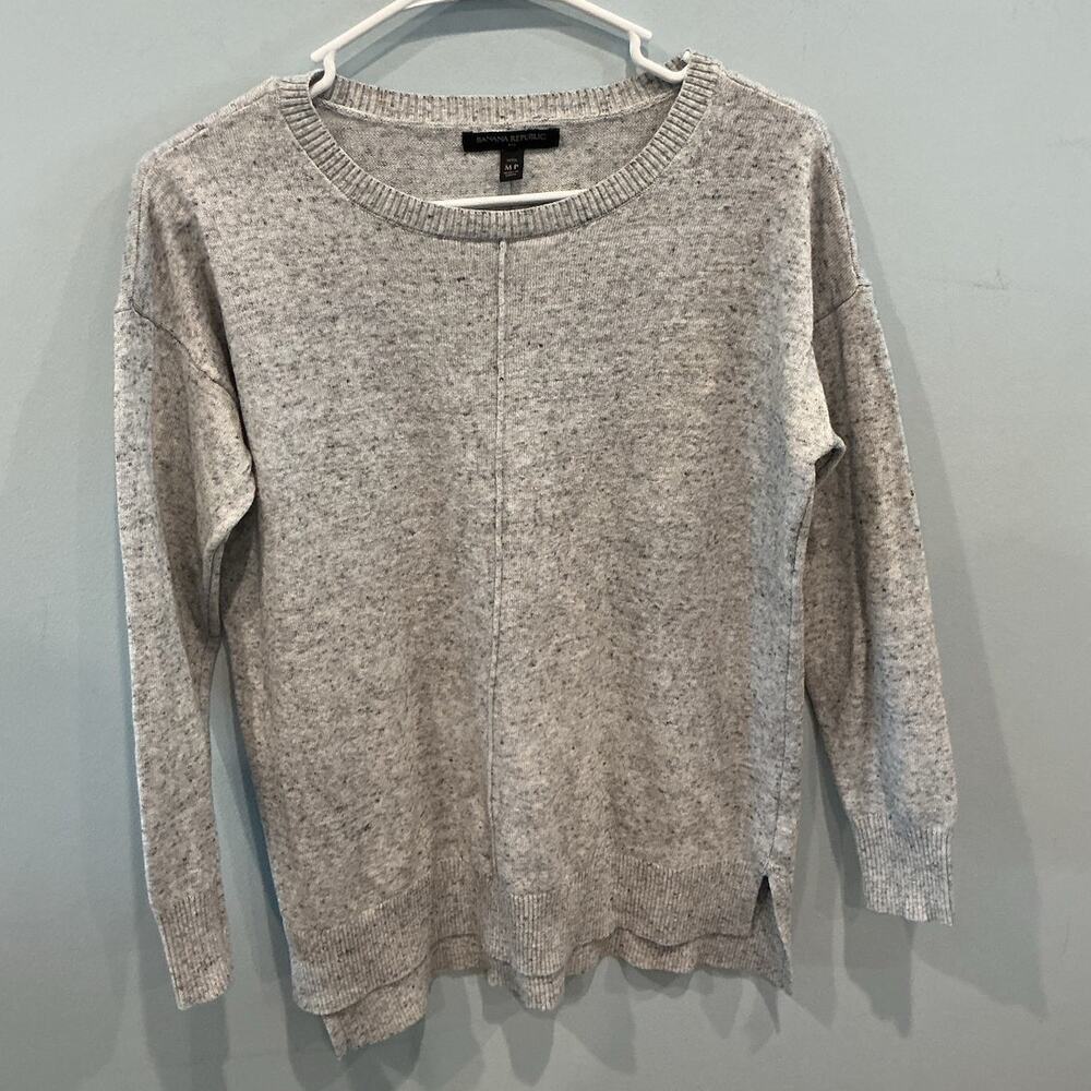 Banana Republic‎ Womens Cotton Blend Sweater Size MP Grey Casual Basic Preppy